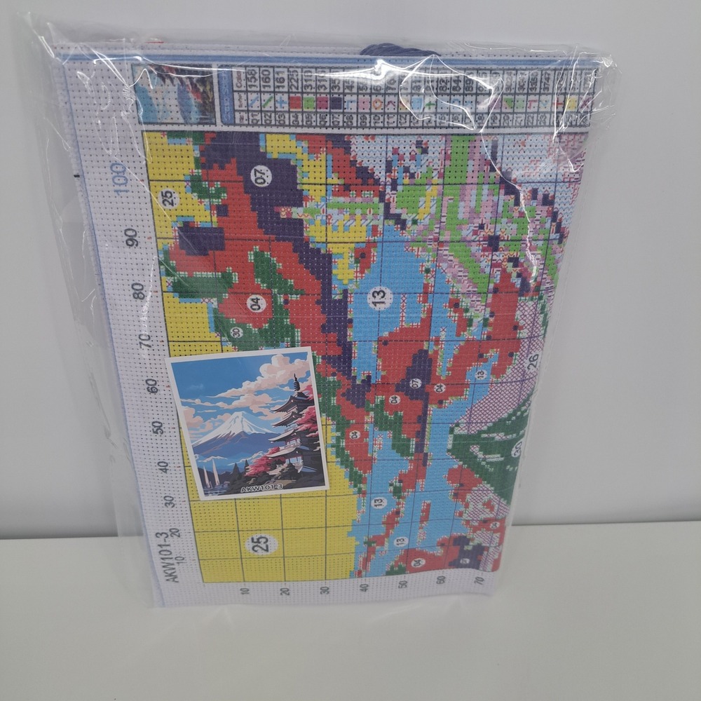 Mount Fuji Pagoda Stamped Cross Stitch Kit AKW101-3 Landscape DIY Art Craft DIY